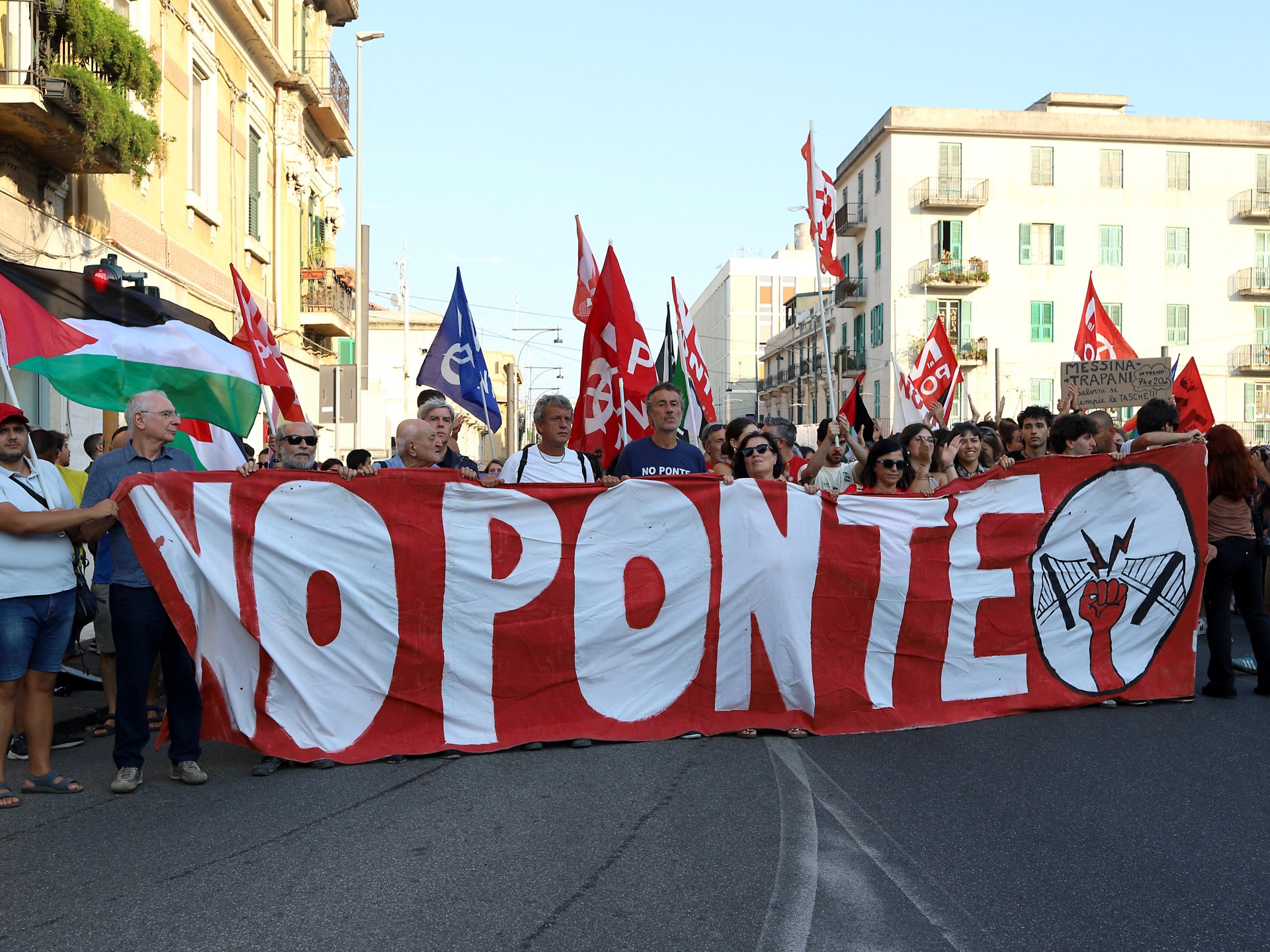 Thousands protest plan to build world’s longest bridge from Sicily to Italy | Protests News